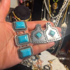 Faux Turquoise Earrings & Bracelet